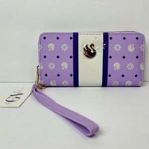NWT Gloria Vanderbilt Logo & Stripe Overlay Zip-Around Wristlet/Wallet